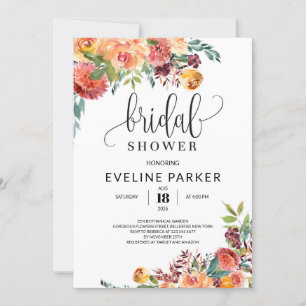 Invitación Boho otoño marigold y las flores borgoñosas rubias