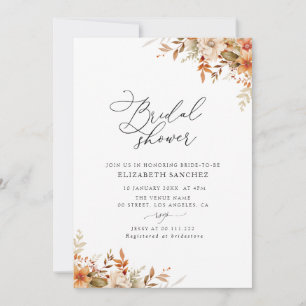 Invitación boho otoño otoño florals ducha de novia