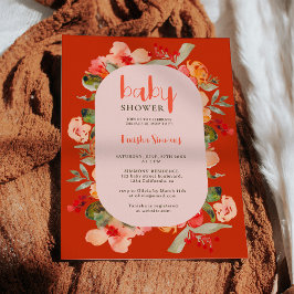 Invitación Boho otoño terracota escritura floral bebé ducha