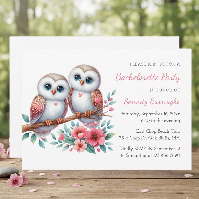 Invitación Boho Owl Woodland Rustic Bachelorette Party (Subido por el creador)