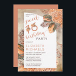 Invitación Boho Palm deja Hydrangea dulce fiesta de cumpleaño<br><div class="desc">Brillante acuarela seca terracota ligera hidrangeas y hojas de palma floral "Sweet 16 Birthday Party" diseño de cumpleaños. Diseño compuesto por Holiday Hearts Designs (derechos reservados).</div>