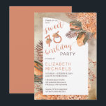Invitación Boho Palm deja Hydrangea dulce fiesta de cumpleaño<br><div class="desc">Brillante acuarela seca terracota ligera hidrangeas y hojas de palma floral "Sweet 16 Birthday Party" diseño de cumpleaños. Diseño compuesto por Holiday Hearts Designs (derechos reservados).</div>