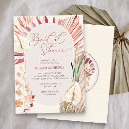 Invitación Boho Palm Dried Tropical Foliage Brillante Ducha