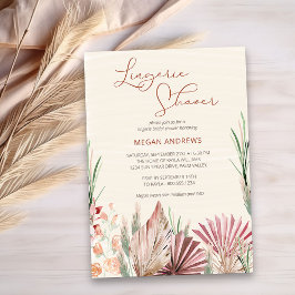 Invitación Boho Palm Dried Tropical Foliage Lingerie Shower