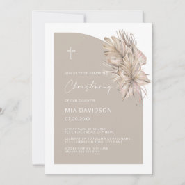 Invitación  Boho Palm Half Arch Neutral Boy Chica Christening