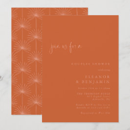 Invitación Boho Palm Naranja Quemado Botánico Ducha Parejas