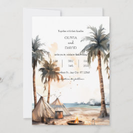 Invitación Boho Palm Rústico Alojamiento en Playa