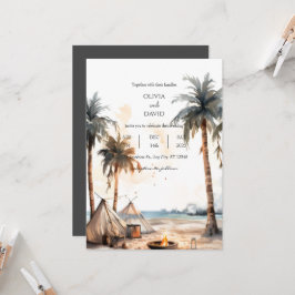 Invitación Boho Palm Rústico Alojamiento en Playa