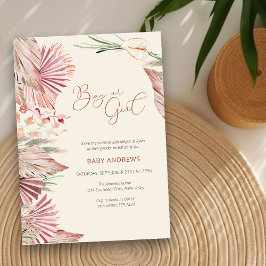 Invitación Boho Palma Follaje Tropical Seco Revelación de Gén
