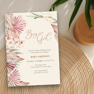 Invitación Boho Palma Follaje Tropical Seco Revelación de Gén