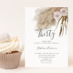 Invitación Boho Pampas Adulto 30° Fiesta de cumpleaños<br><div class="desc">Carta de invitación moderna y boho para la fiesta de cumpleaños de adultos con ilustracion acuarela de pampas hierba botánica con flores rosas. Perfecto para la fiesta de cumpleaños de una mujer en verano.</div>