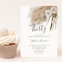 Boho Pampas Adulto 30° Fiesta de cumpleaños