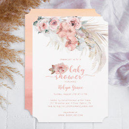 Invitación Boho Pampas Baby Shower invita a Rubor Floral