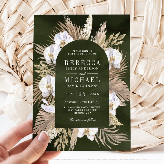 Invitación Boho Pampas Boda de la Paleta Seca Seca Orquídea B (Subido por el creador)