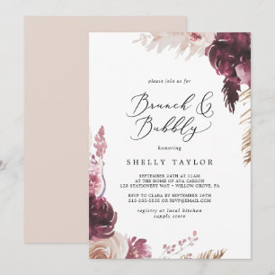 Invitación Boho Pampas bronce de hierba y ducha bucosa de nov