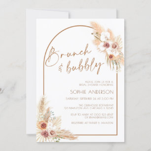 Invitación Boho Pampas Brújula de hierbas y ducha de novias d