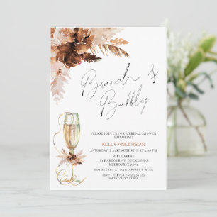 Invitación Boho Pampas Brunch Floral Bubbly Bridal Shower