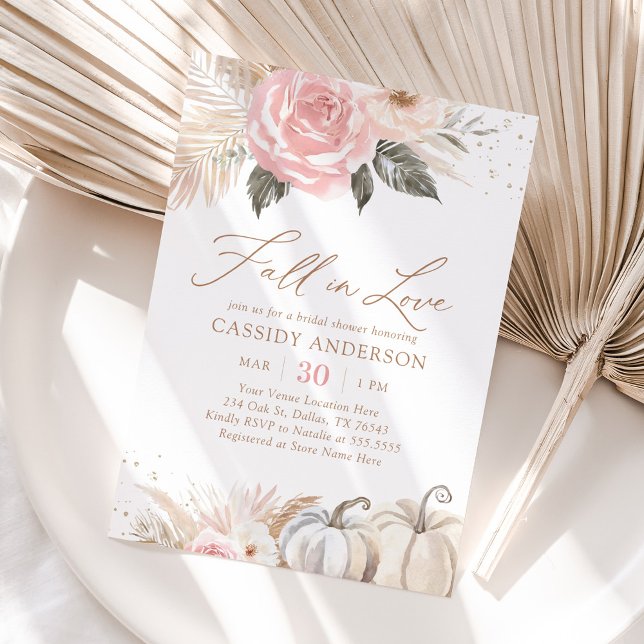 Invitación Boho Pampas Calabaza de hierba Cae Ducha de Novias (Subido por el creador)