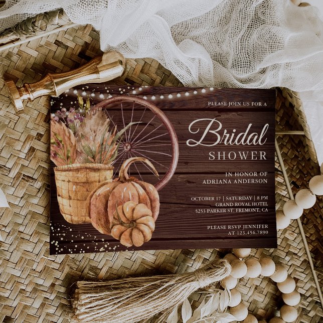 Invitación Boho Pampas Calabaza Floral Caída Madera Ducha de  (Subido por el creador)