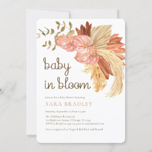 Invitación boho pampas césped eucalyptus anthurio Baby Shower