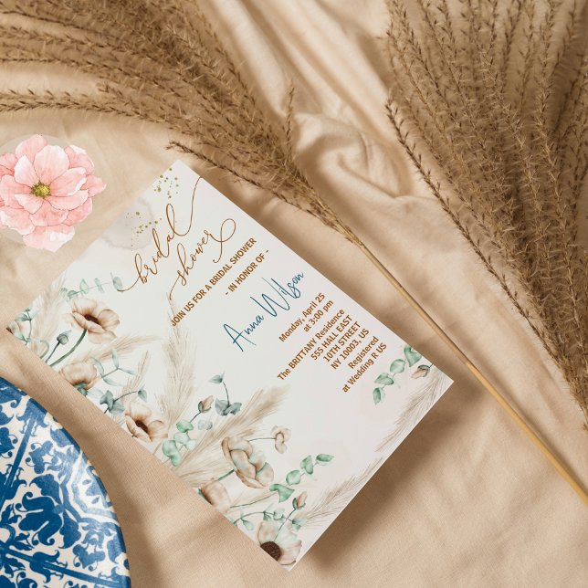 Invitación Boho pampas césped Wildflower Bridal Shower (Subido por el creador)