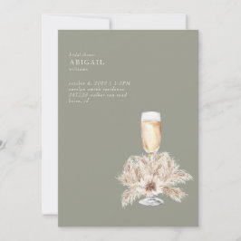 Invitación Boho Pampas Champagne Sage/Cream Bridal Shower