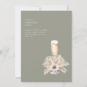 Invitación Boho Pampas Champagne Sage/Cream Bridal Shower