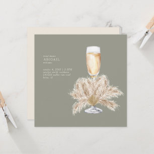Invitación Boho Pampas Champagne Sage/Cream Square Bridal II