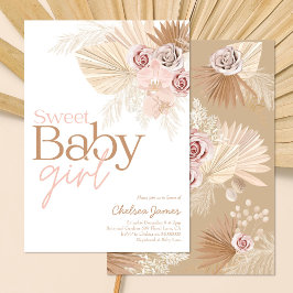 Invitación Boho pampas chica floral ducha de bebé