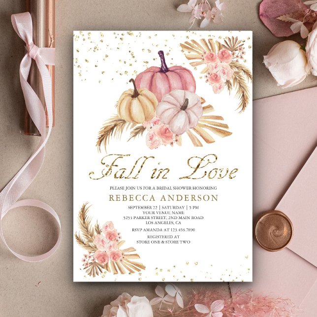 Invitación Boho Pampas Dusty Roses Rosados Calabaza Ducha de  (Subido por el creador)