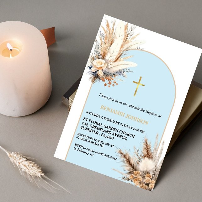 Invitación Boho Pampas estudia bautismo arcoiris bautizo cris (Subido por el creador)
