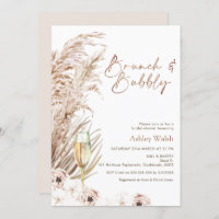 Boho Pampas Glass Brunch Bubbly Bridal Shower