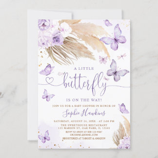 Invitación Boho Pampas Grasa Un Pequeño Baby Shower De Maripo