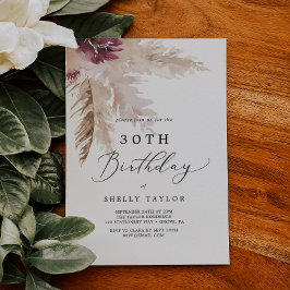 Invitación Boho Pampas Grass 30 cumpleaños