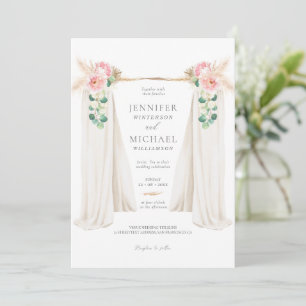 Invitación Boho Pampas Grass And Greenery Arch Boda Invi