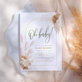 Invitación Boho Pampas Grass Arch Sage Green Baby Shower