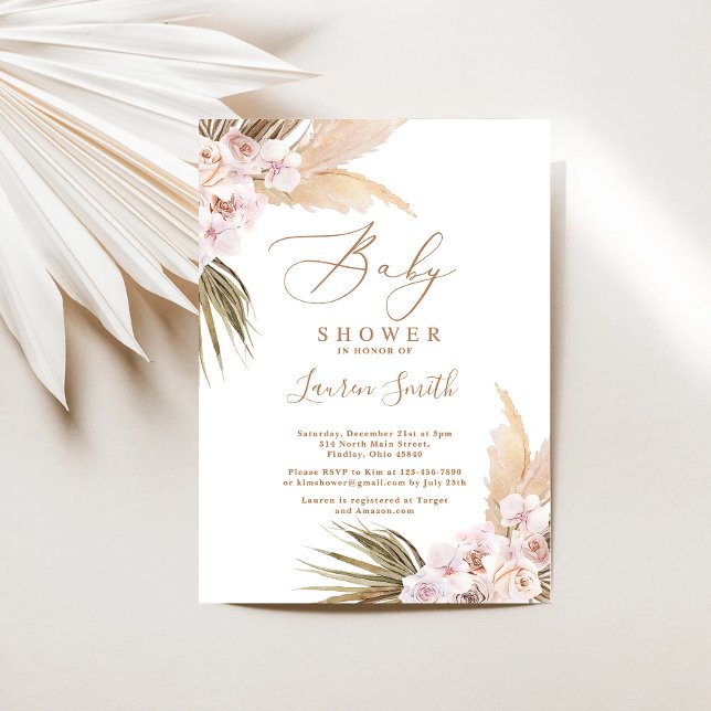 Invitación Boho pampas Grass Baby Shower (Subido por el creador)