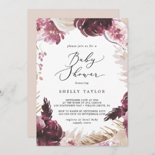 Invitación Boho Pampas Grass Baby Shower