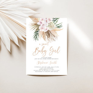 Invitación Boho Pampas Grass Baby Shower chica