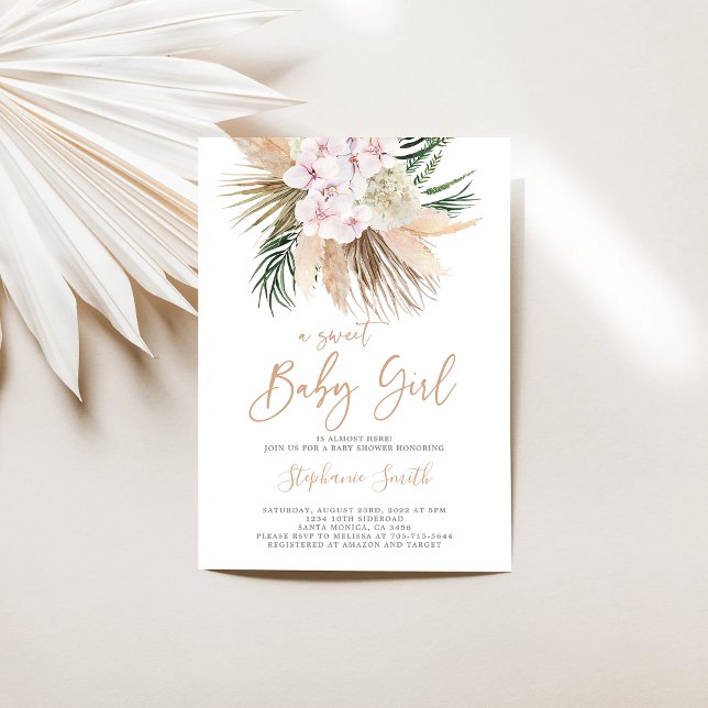Invitación Boho Pampas Grass Baby Shower chica (Subido por el creador)
