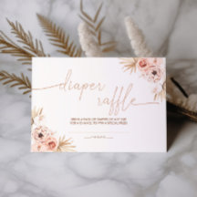 Boho Pampas Grass Baby Shower Diaper Raffle Card