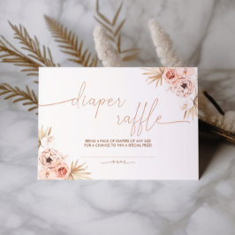 Invitación Boho Pampas Grass Baby Shower Diaper Raffle Card