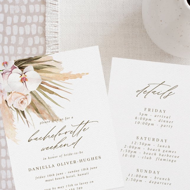 Invitación Boho Pampas Grass Bachelorette Itinerary Weekend (Subido por el creador)