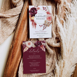 Invitación Boho Pampas Grass Bachelorette Party Itinerary