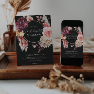 Invitación Boho Pampas Grass Bachelorette Party Itinerary Inv
