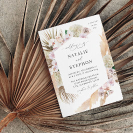 Invitación Boho Pampas Grass Beach Floral Boda