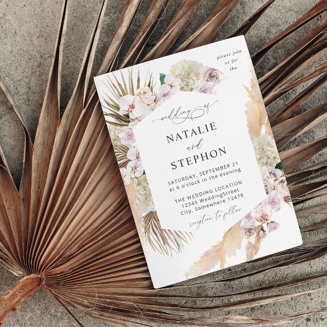 Invitación Boho Pampas Grass Beach Floral Boda (Subido por el creador)