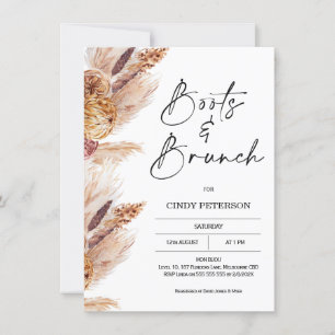 Invitación Boho Pampas Grass Boots Brunch Bridal Shower