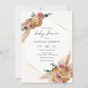 Invitación Boho Pampas Grass Dried Bouquet Baby Shower