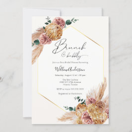 Invitación Boho Pampas Grass Dried Bouquet Brunch y Bubbly